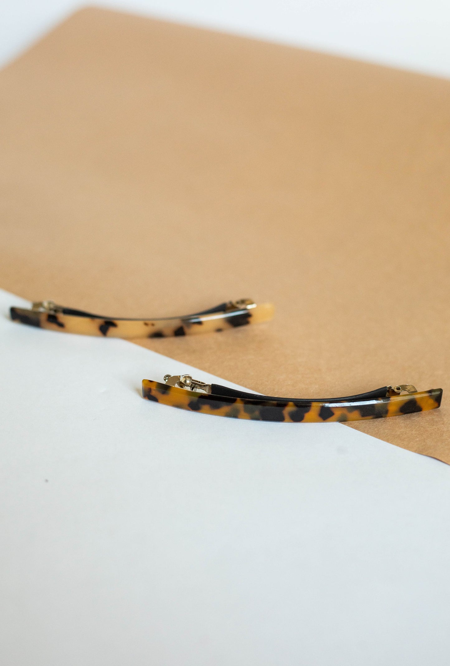 Minimal Thin Long Tortoise Shell Hair Clip