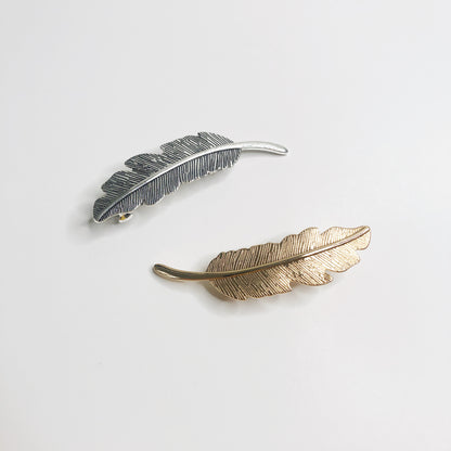 Feather laurel leaf Hair Clip Gold Silver | Bohemian Spiritual Hair Clip | Adult Teen Hair Accessory Elegant Trendy Metal Hair Barette