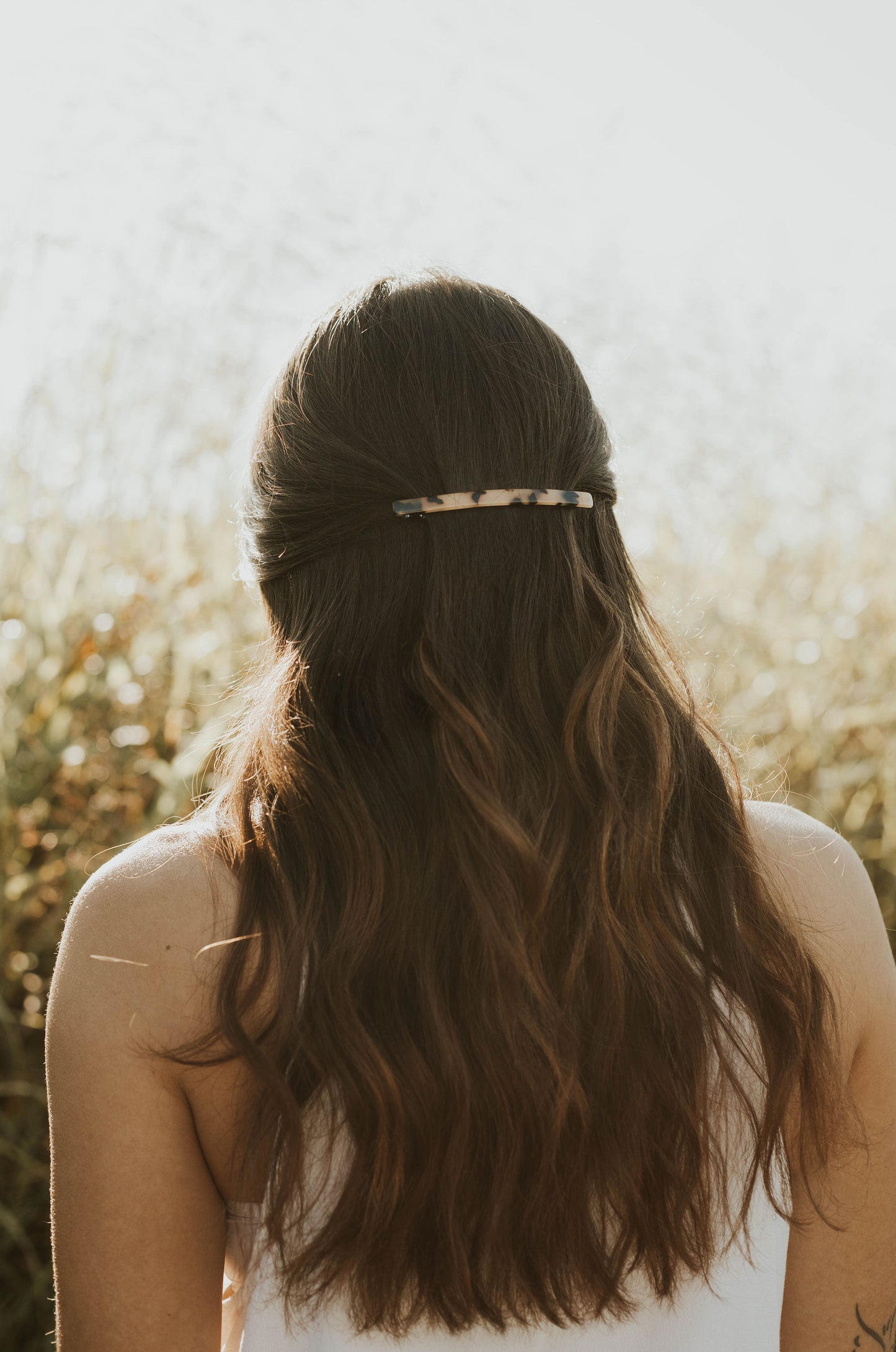 Minimal Thin Long Tortoise Shell Hair Clip