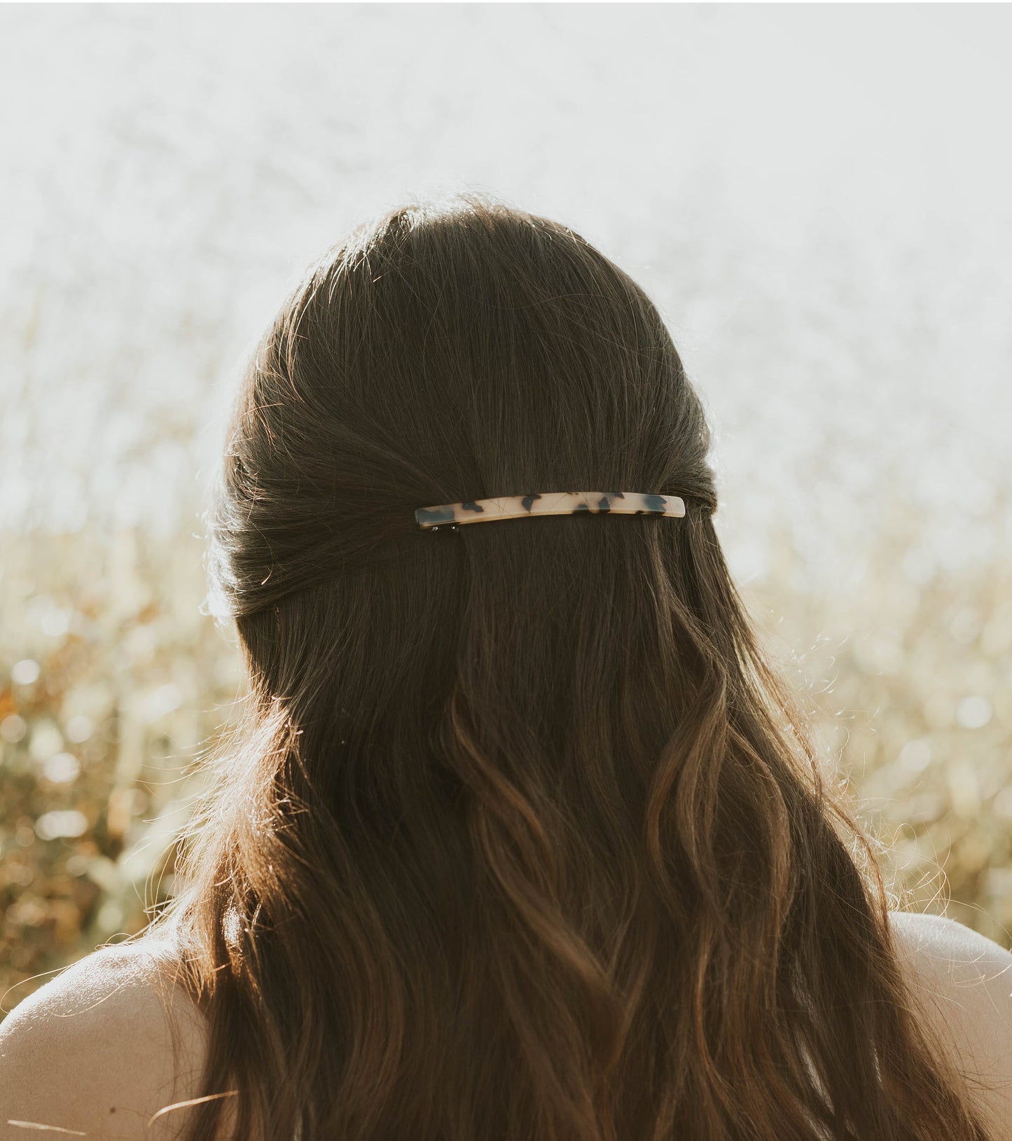 Minimal Thin Long Tortoise Shell Hair Clip