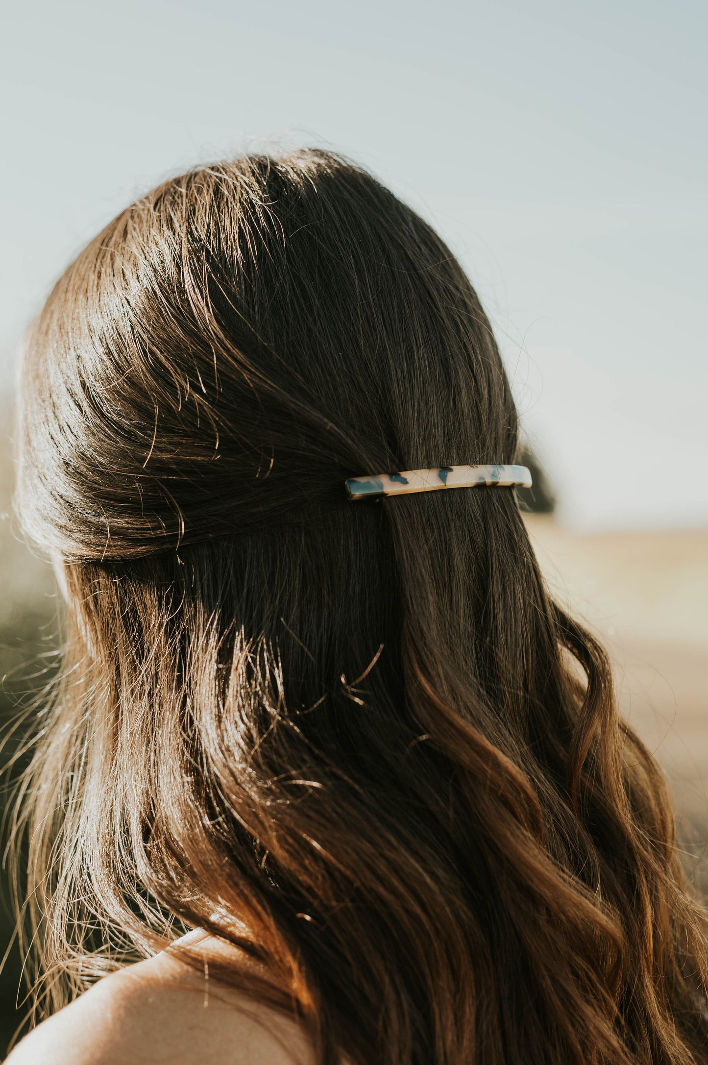 Minimal Thin Long Tortoise Shell Hair Clip