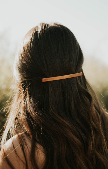 Wood Hair Clip | Minimalist Modern Geometric Bar Thin Hair Barette for Women | Simple Casual Everyday Accessory | Easy Hairstyle Pin