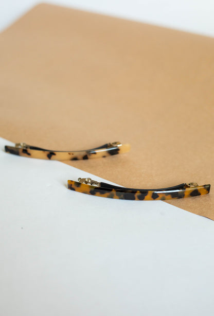 Minimal Thin Long Tortoise Shell Hair Clip