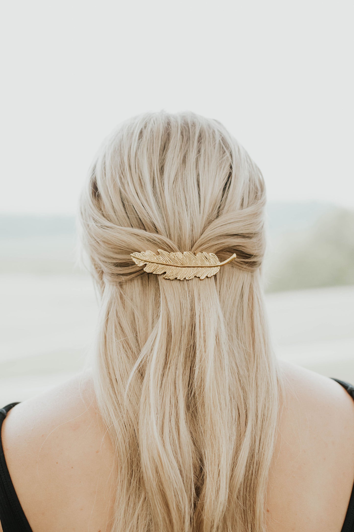 Feather Hair Clip in Gold or Silver