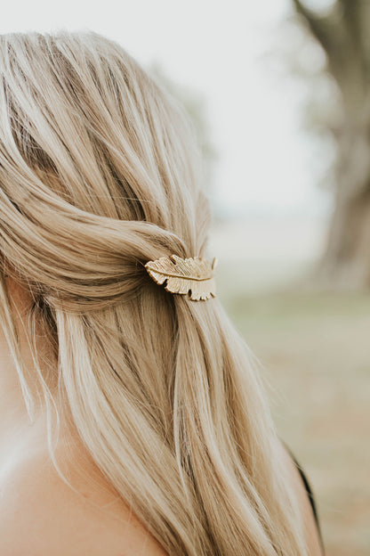 Feather Hair Clip in Gold or Silver