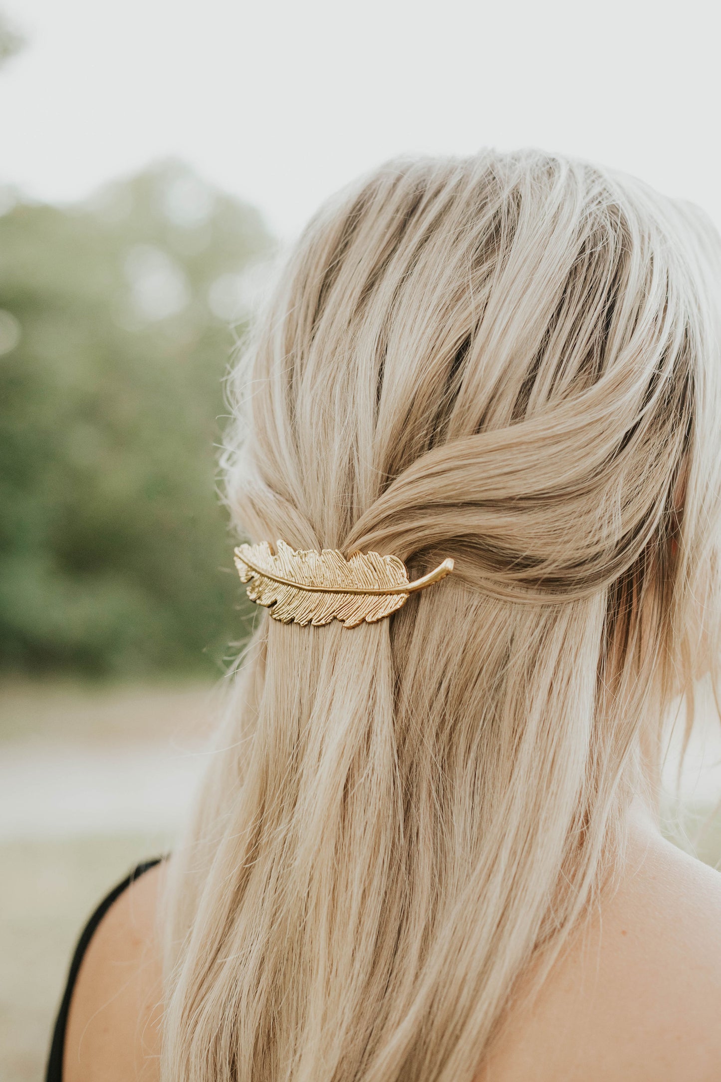 Feather Hair Clip in Gold or Silver