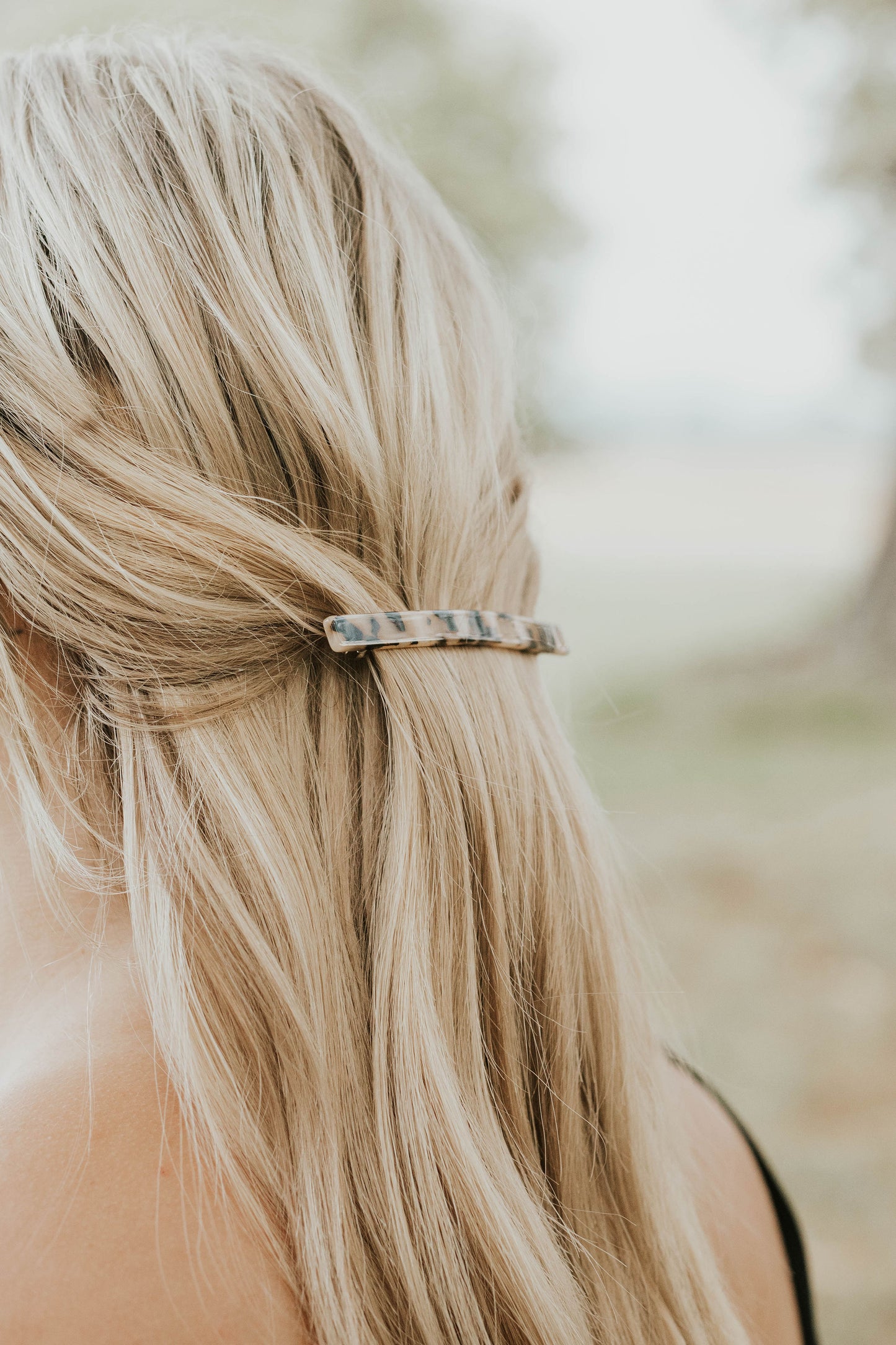 Minimal Thin Long Tortoise Shell Hair Clip