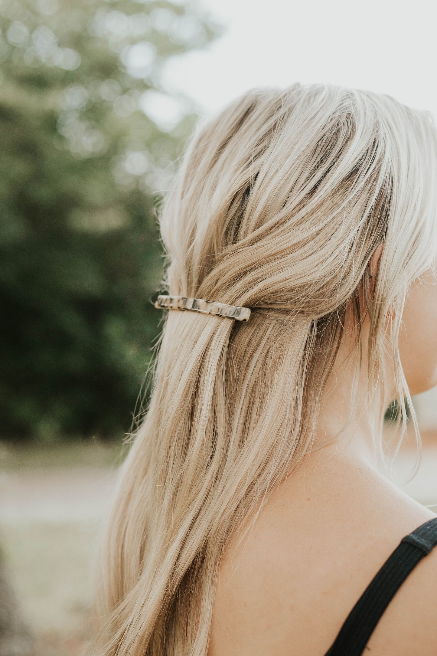 Minimal Thin Long Tortoise Shell Hair Clip