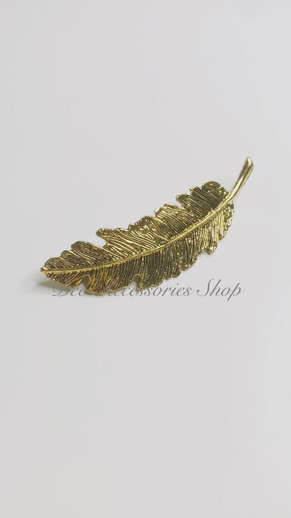 Feather Hair Clip in Gold or Silver